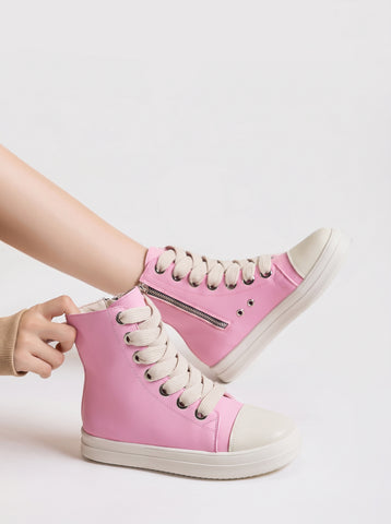 Pink High Top Zipper Sweet Sneakers
