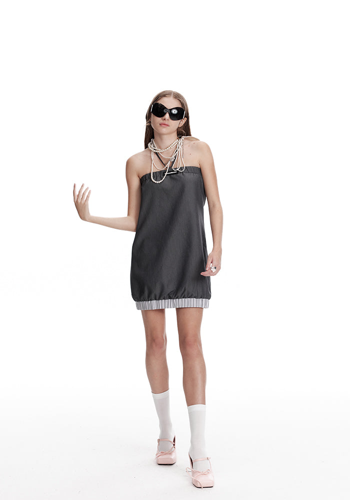 Strapless Bubble Hem Mini Dress
