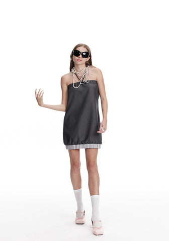Strapless Bubble Hem Mini Dress