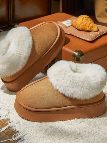Cozy Plush Platform Suede Ankle Boots