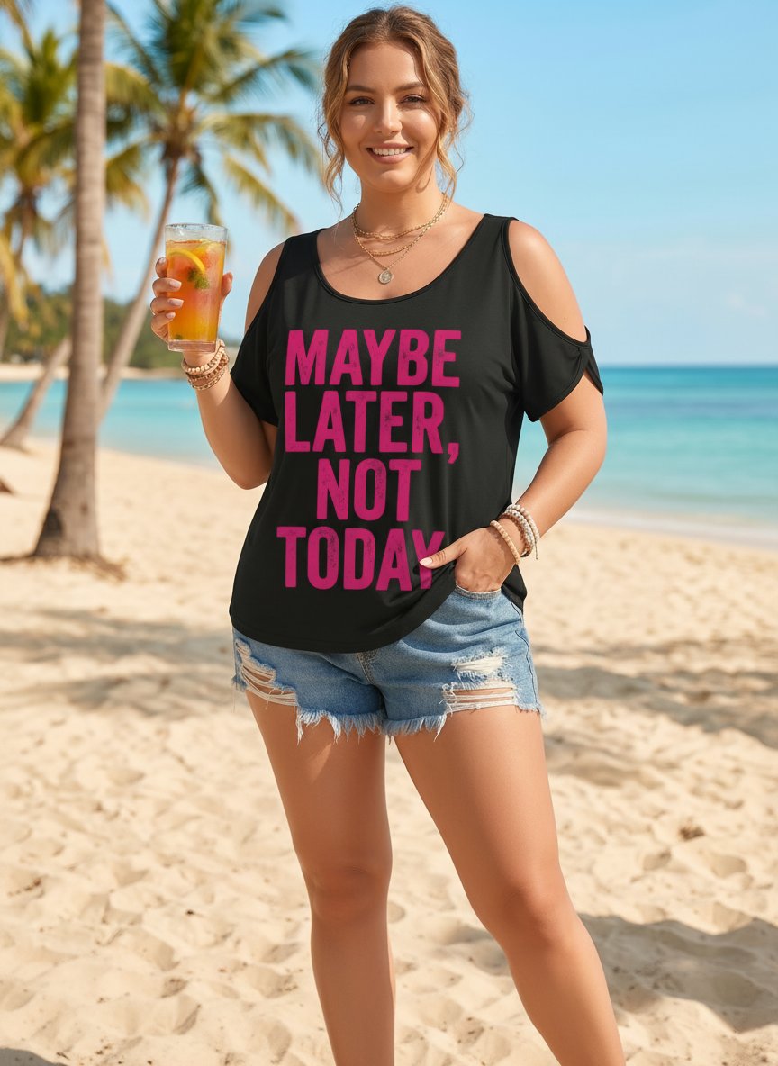 Graphic Cold Shoulder Slogan Tee