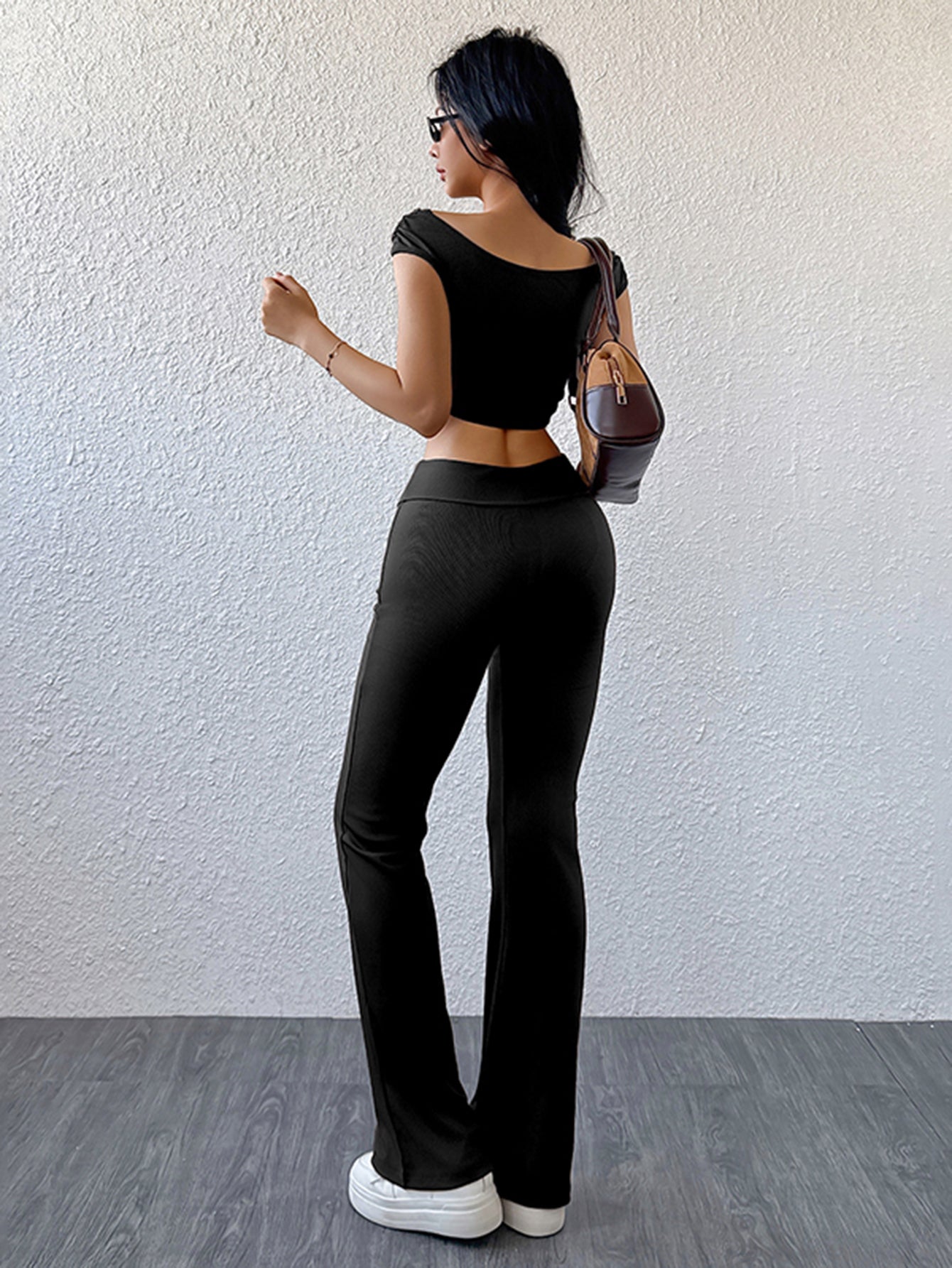 Boat Neck Slim Fit Simple Pant Set
