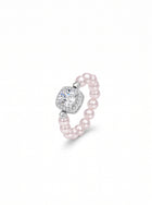 Elegant Beaded Halo Pearl Ring