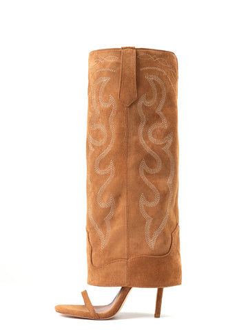 Embroidered Suede Stiletto Western Boots