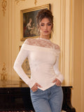 Floral Lace Off Shoulder Longsleeve Tee