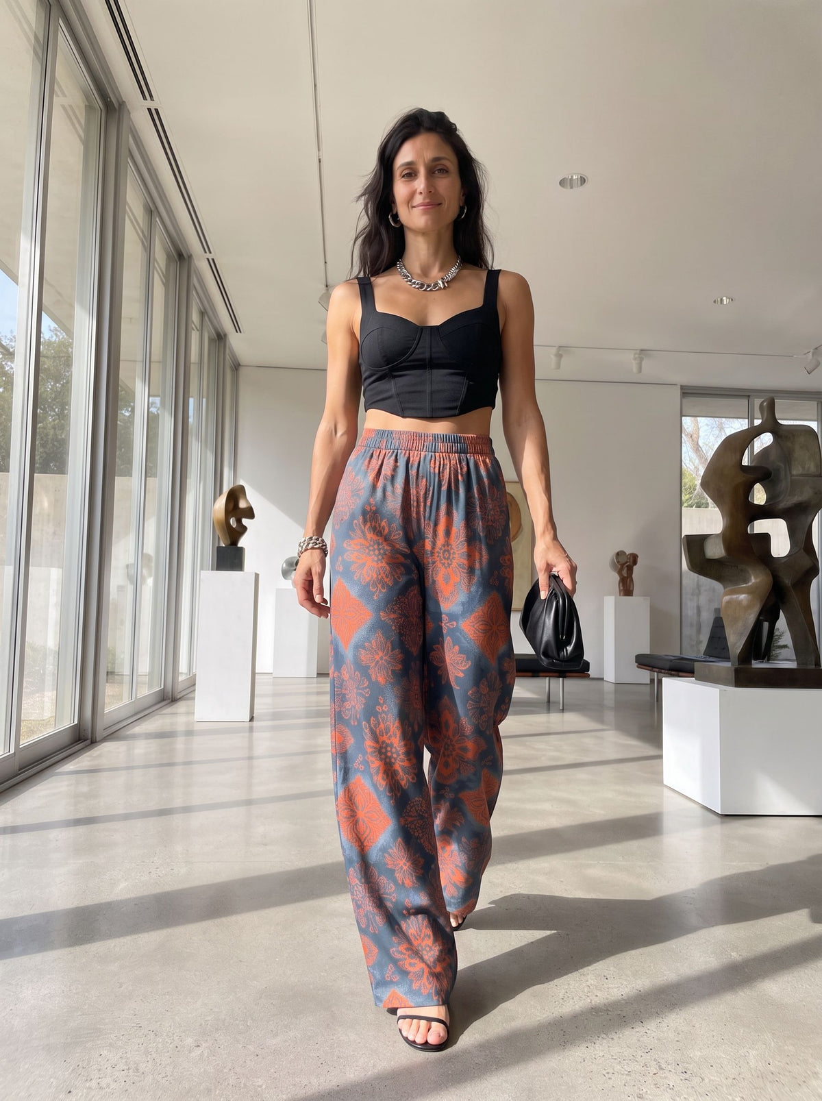 ALEXANDRA BALSAN's Orange Floral Print Pants