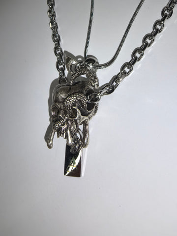 Gothic Layered Skull Pendant Necklace
