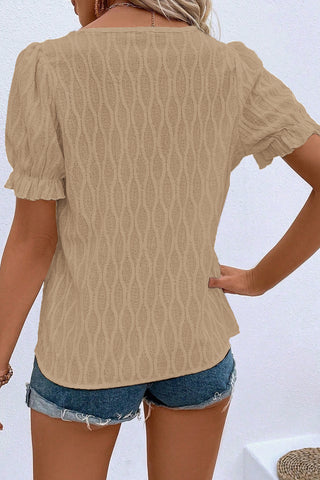Puff Sleeve Ribbed Knit Top