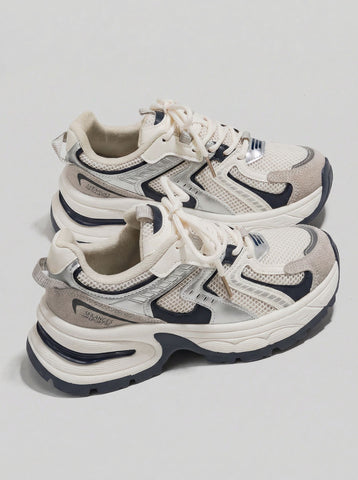 Chunky Sole Breathable Mesh Retro Sneakers[Note:Runs Small,Go One Size Up]