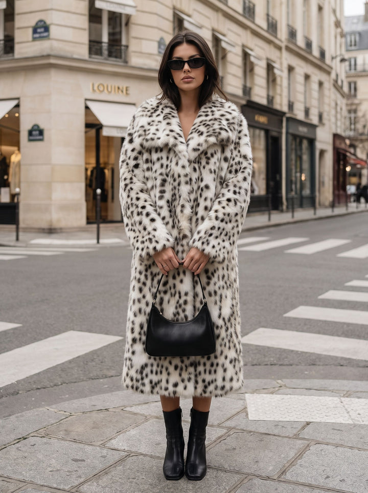 Luxurious Leopard Print Faux Fur Coat