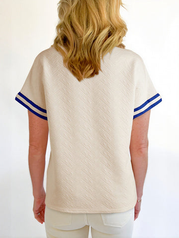 Zip Detail Stripe Blouse