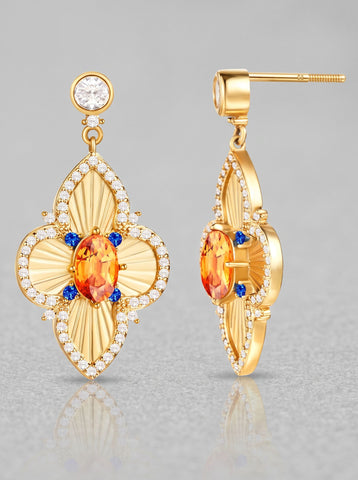 Elegant Floral Gemstone Dangle Earrings
