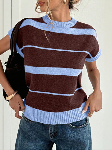 Cozy Striped Knit Sweater Vest