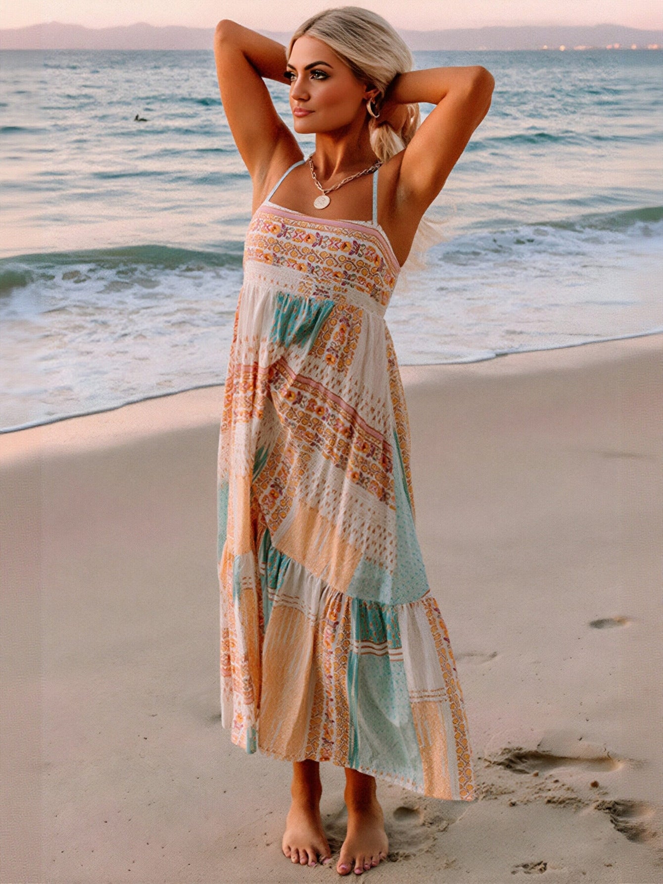 Boho Printed Tiered Maxi Dress