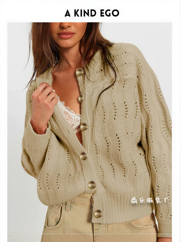Textured Button Down Knit Cardigan