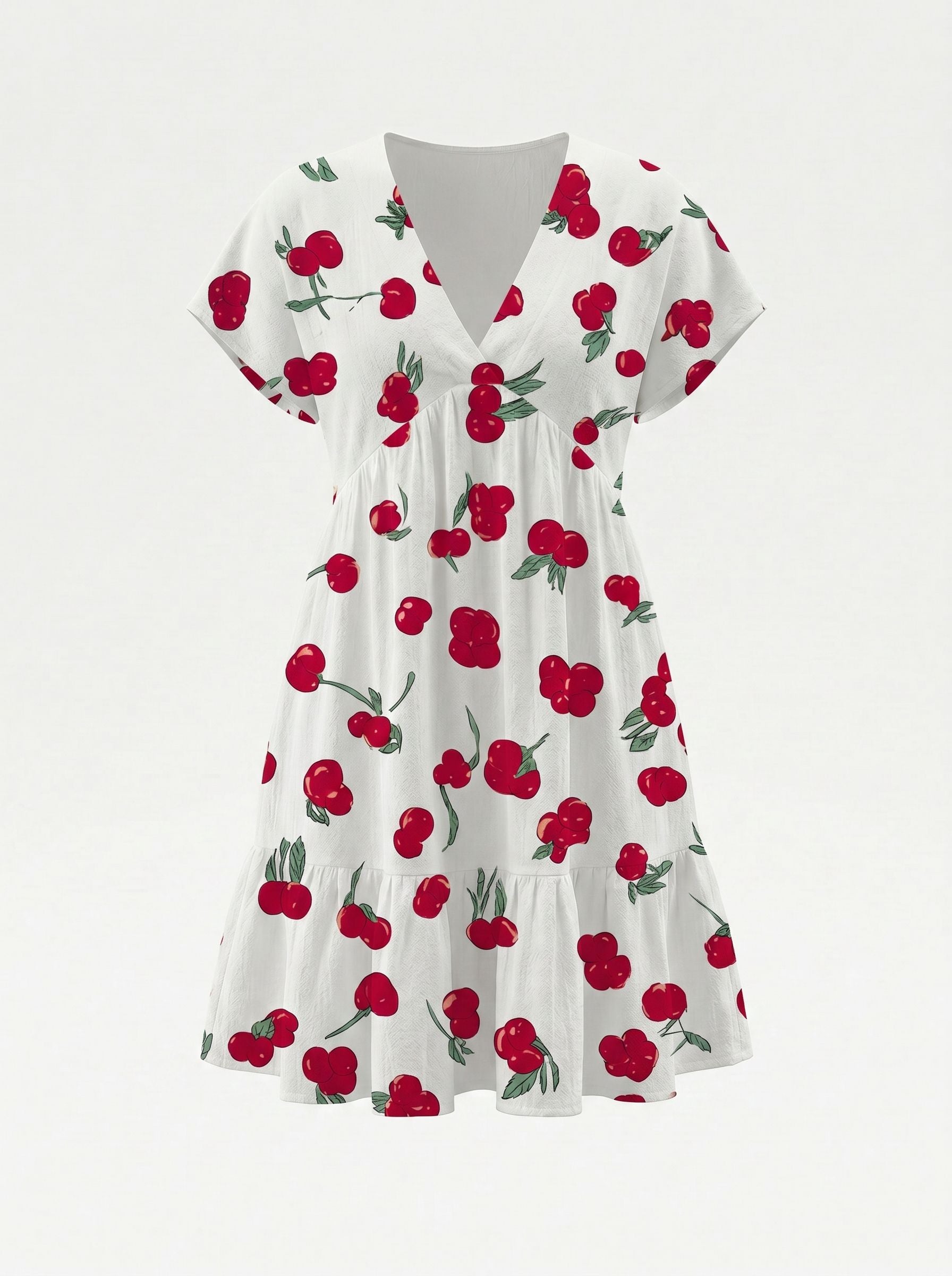 Floral Print V Neck Tiered Babydoll Mini Dress
