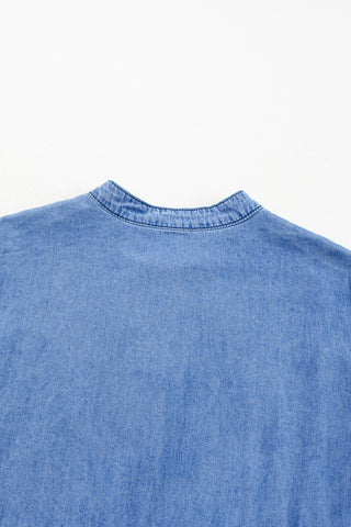 Casual Tiered Button Down Denim Dress