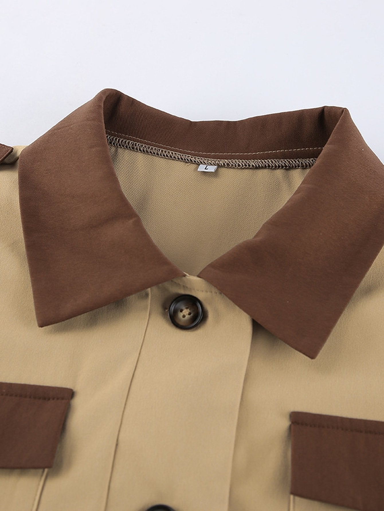 Oversized Colorblock Utility Trench Coat