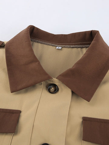 Oversized Colorblock Utility Trench Coat