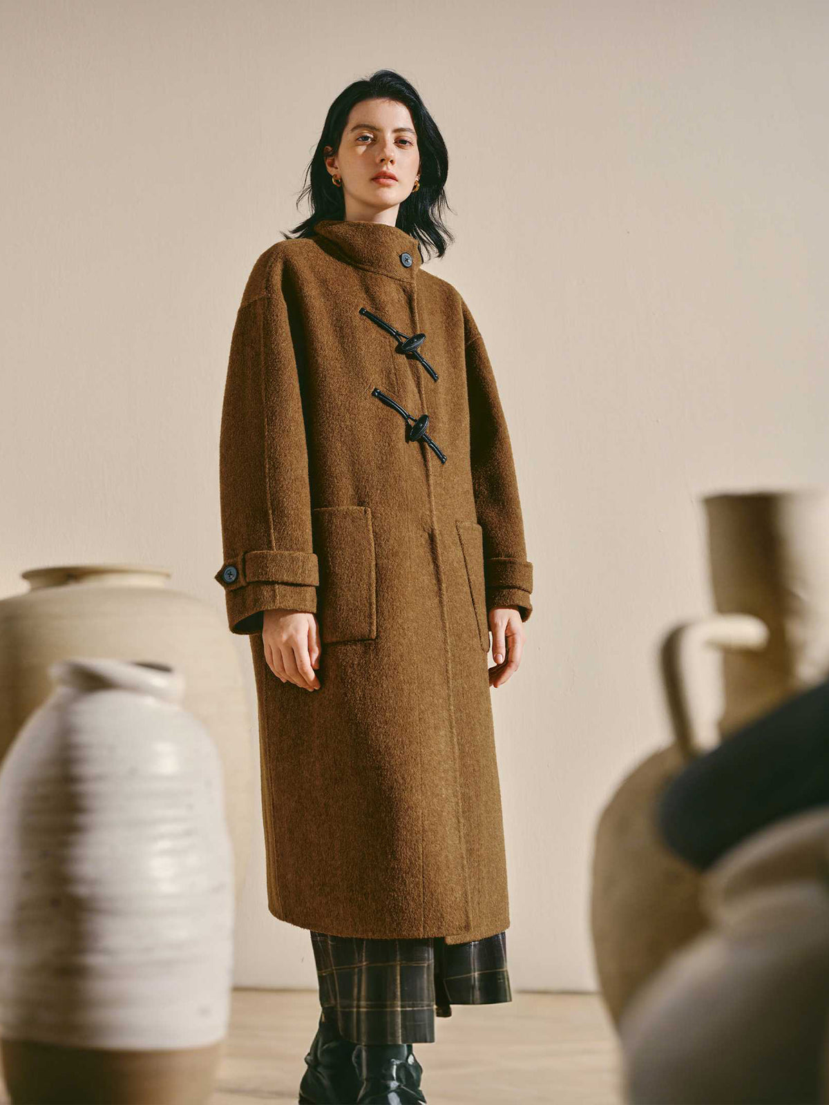 Cozy Wool Blend Toggle Coat