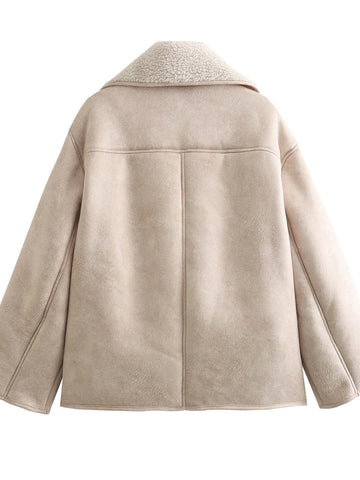 Cozy Faux Suede Sherpa Coat