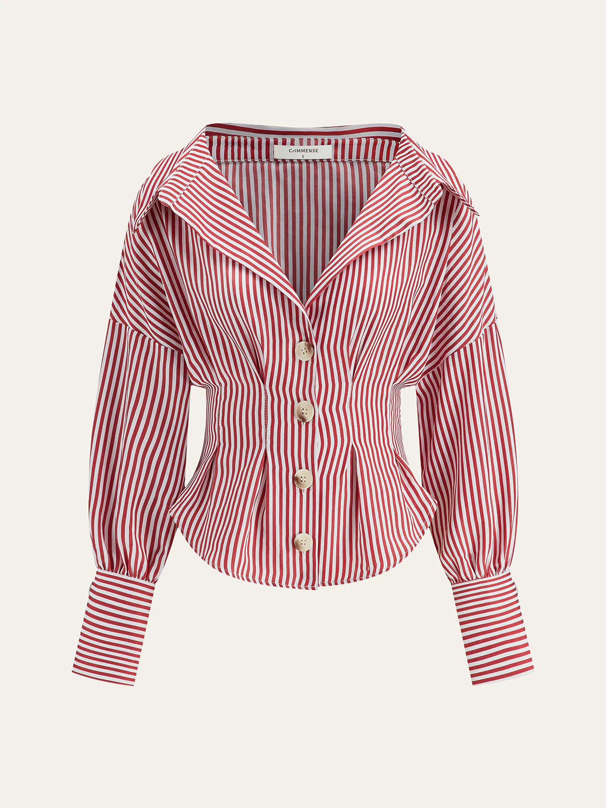 Fitted Waist Striped Button Down Shirt