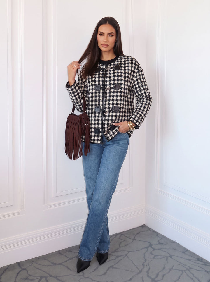 Classic Plaid Toggle Closure Jacket