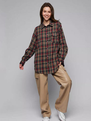 Oversized Plaid Button Up Shirt