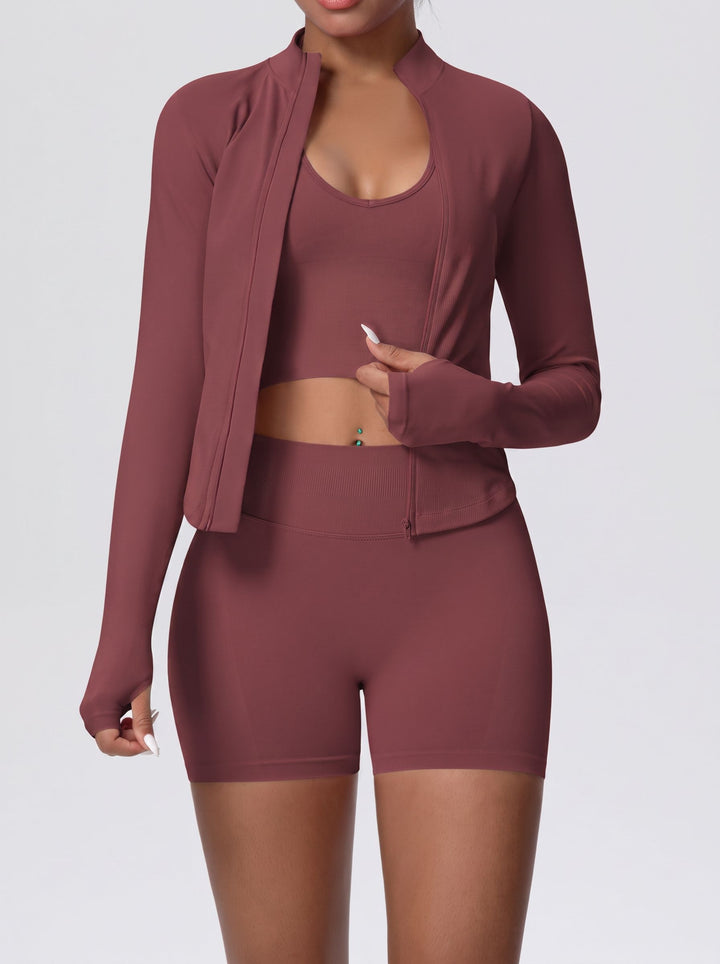 Seamless Sculpting Zip Up Workout 2 Piece Set