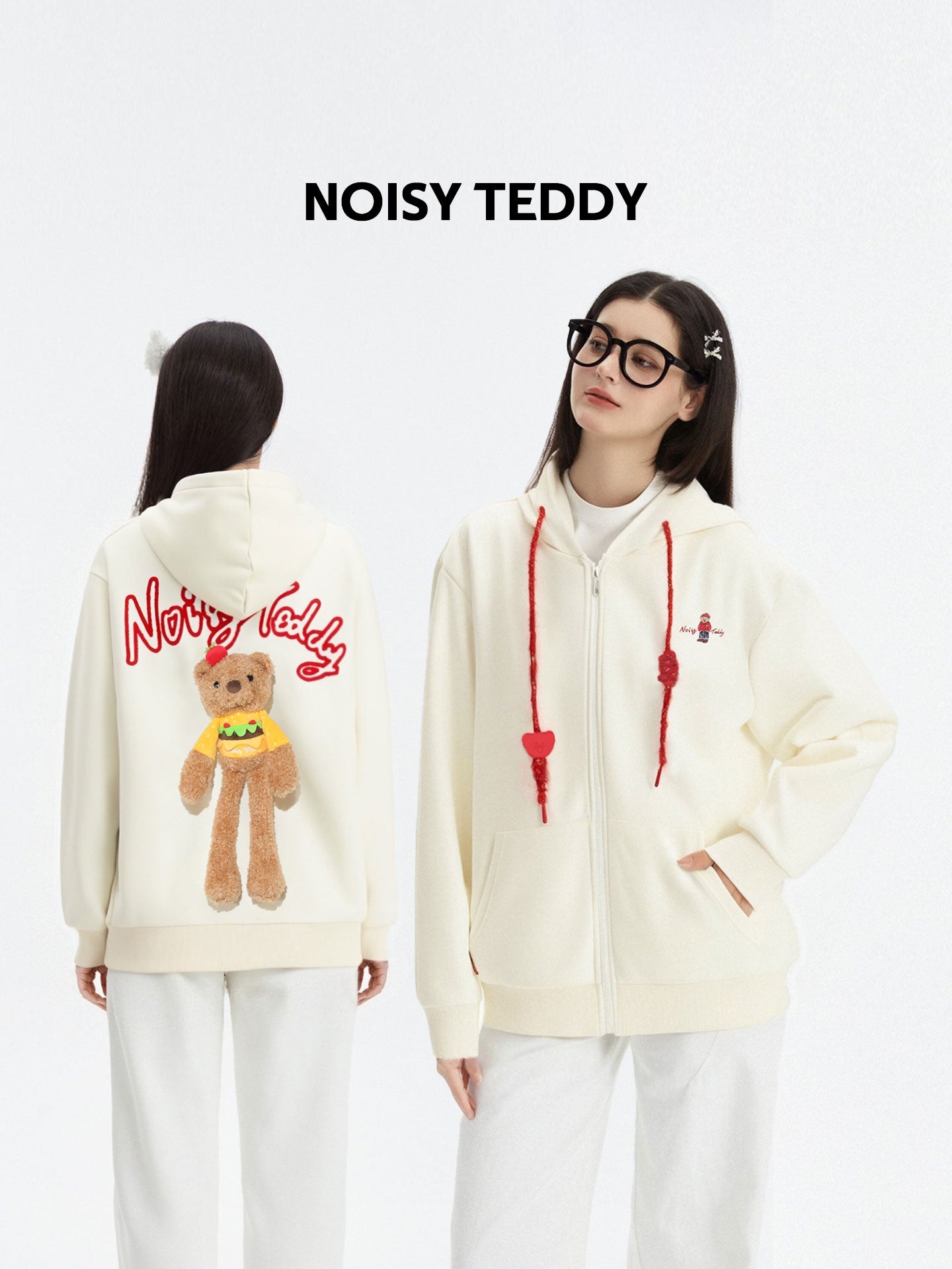 Cute Teddy Bear Graphic Hooded Jacket