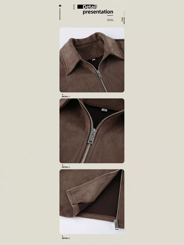 Vintage Brown Suede Zip Jacket