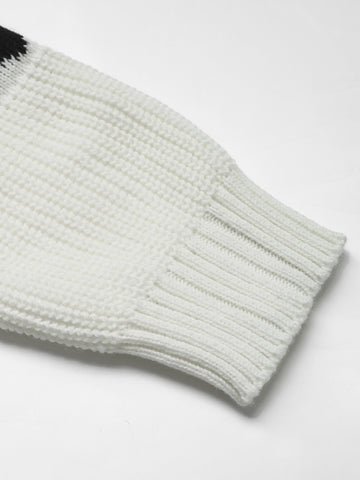 Cute Heart Pattern Ribbed Pullover Sweater