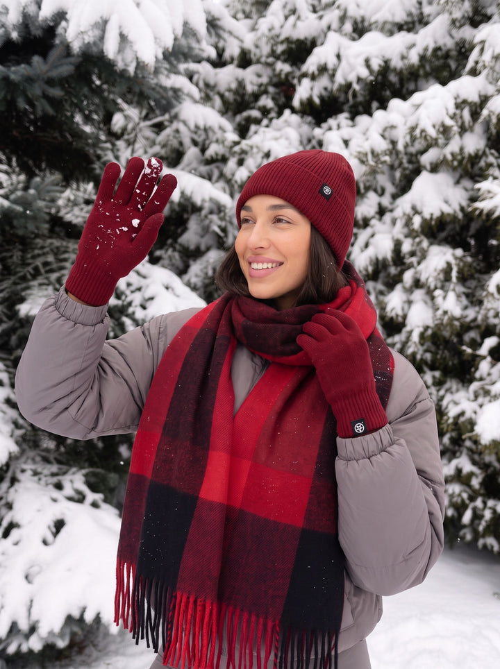 Cozy Ribbed Knit Winter Beanie 3-piece Set