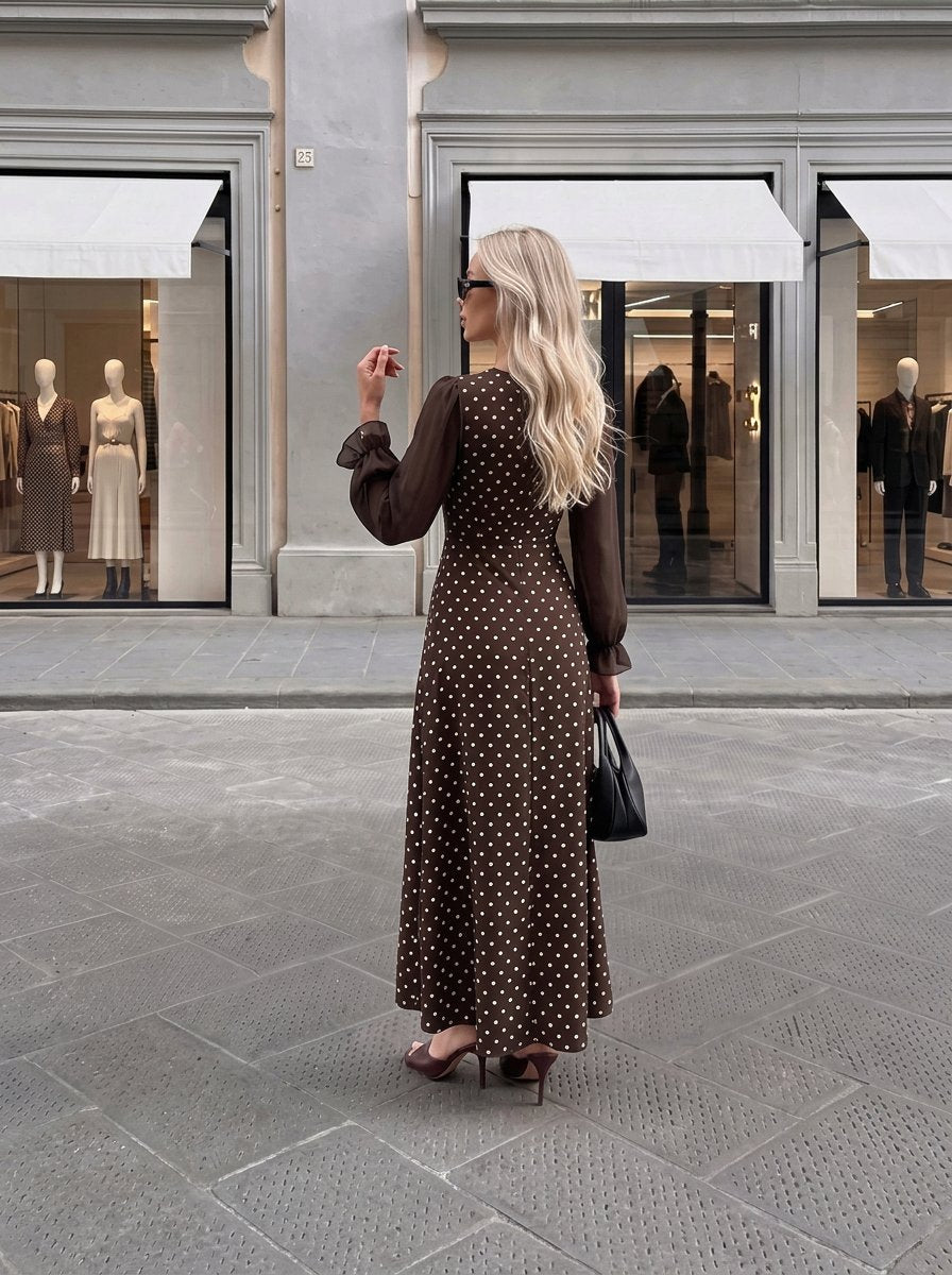 Vintage Polka Dot Square Neck Dress