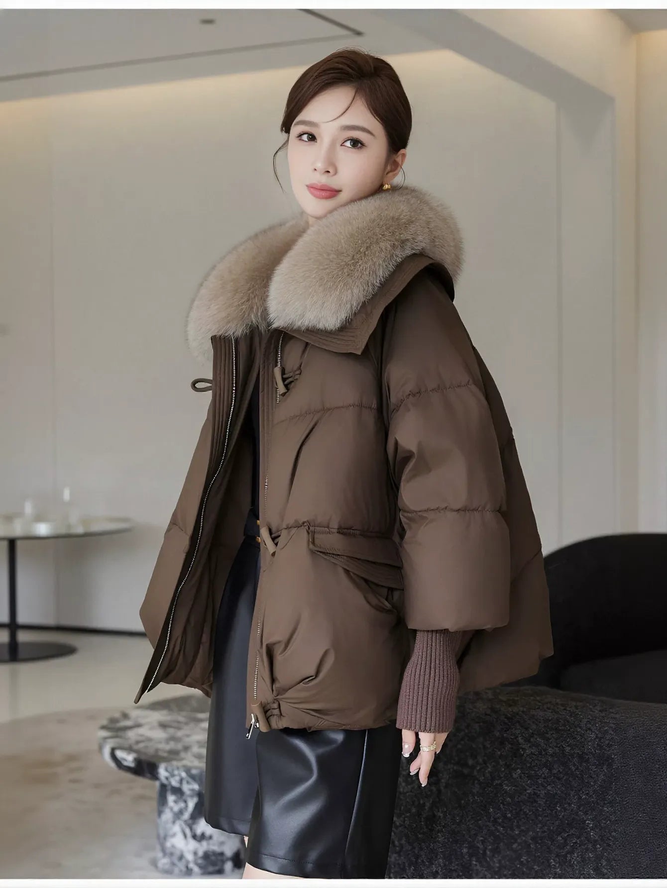 Faux Fur Collar Puffer Jacket