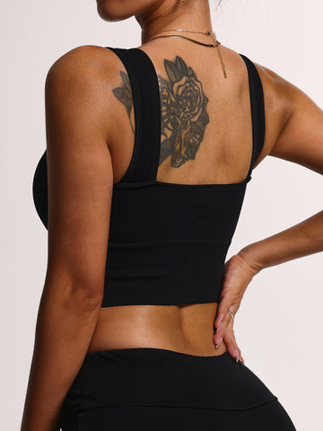 Classic Scoop Neck Slim-Fit Training Sports Bra-Multicolor