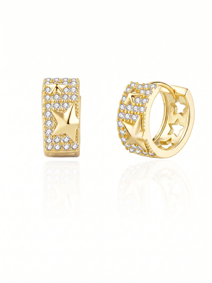 Sparkling Star Pave Huggie Hoop Earrings