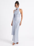 Satin Halter Neck Midi Dress