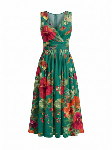 Steve Ash's Hibiscus Print Midi Dress