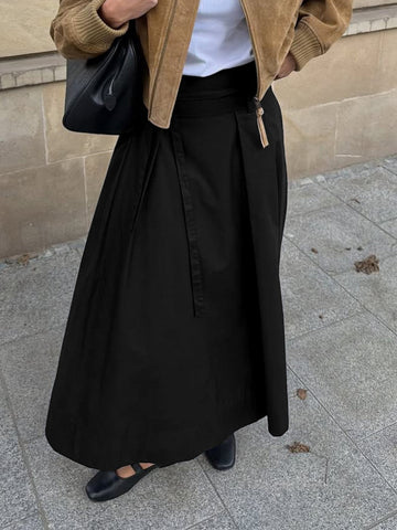 High Waisted Pleated Maxi Skirt