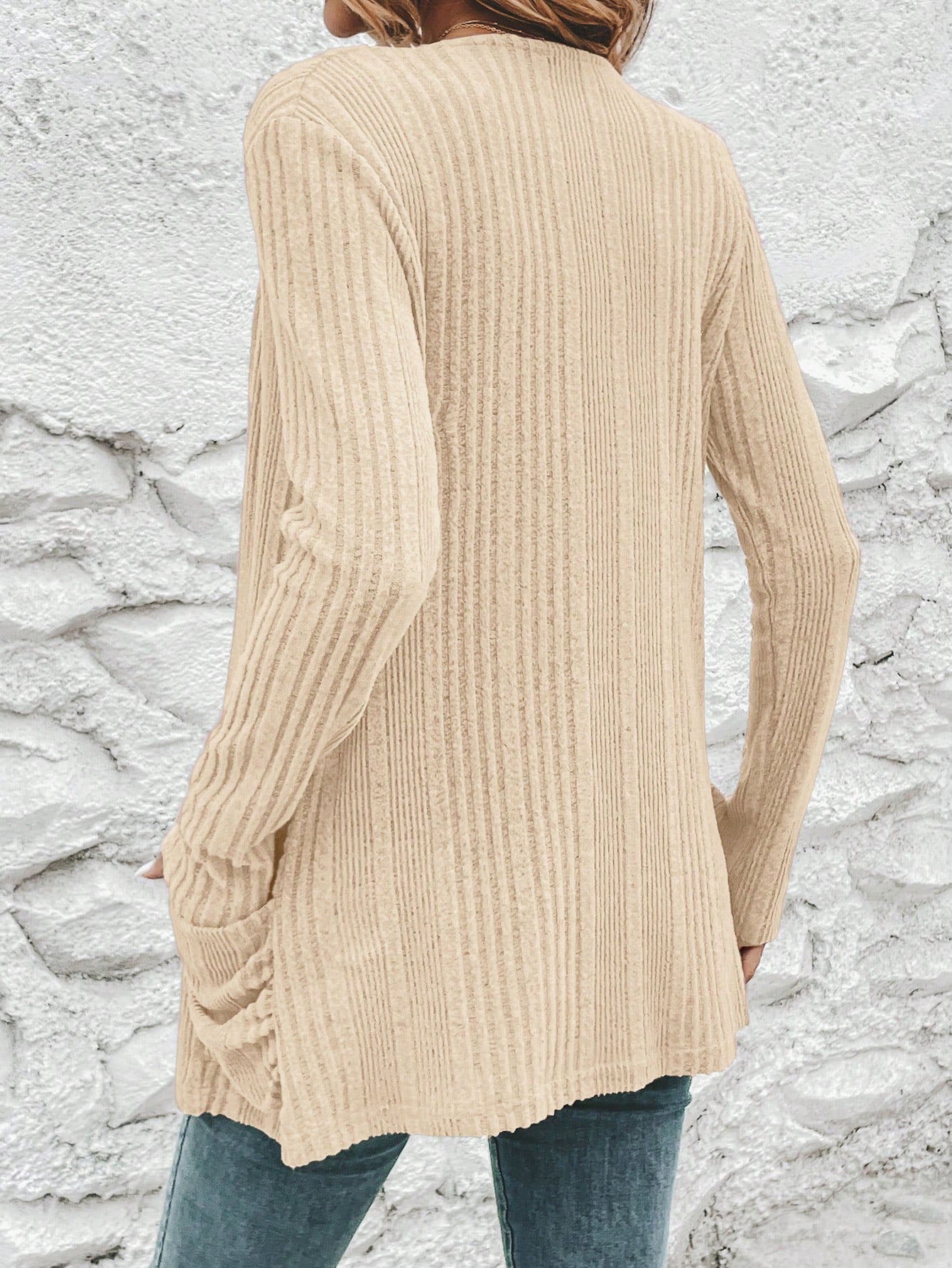 Soft Ribbed Open Front Cardigan