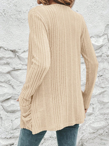 Soft Ribbed Open Front Cardigan