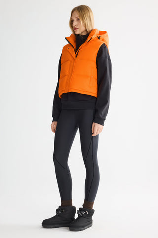 Cropped Hooded Puffer Vest Orange