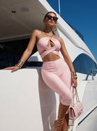 Sexy Crisscross Ruched Pants Set