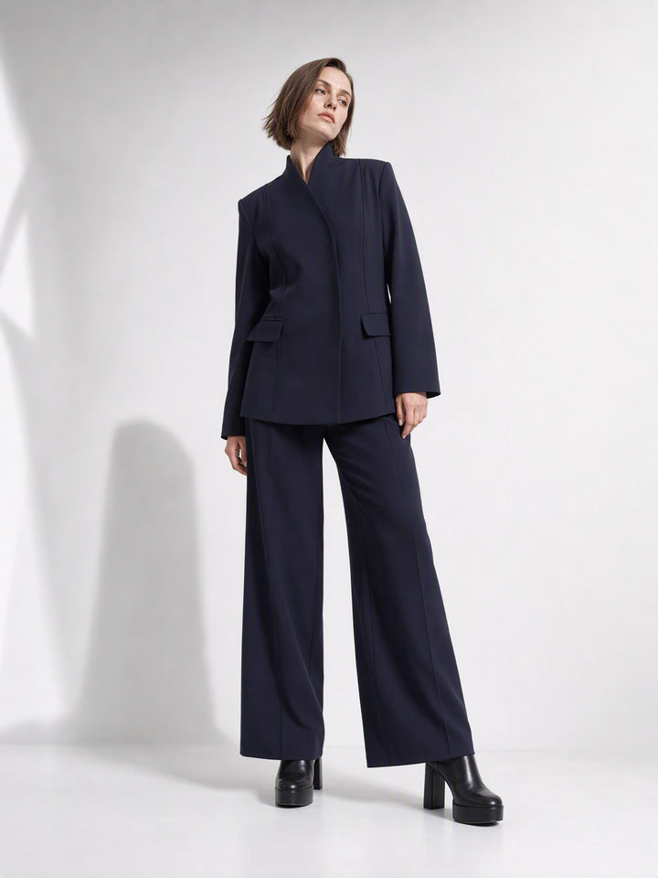 Elegant Tailored White Pant Suit Set