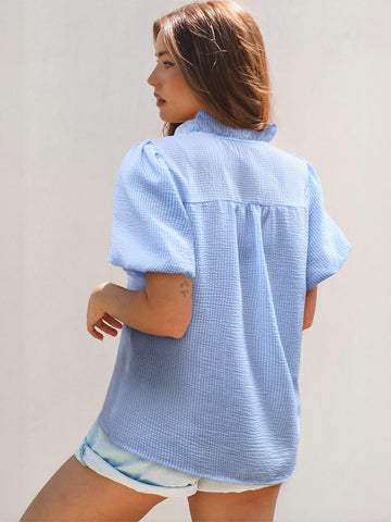 Striped Pleated Front Casual Shirt