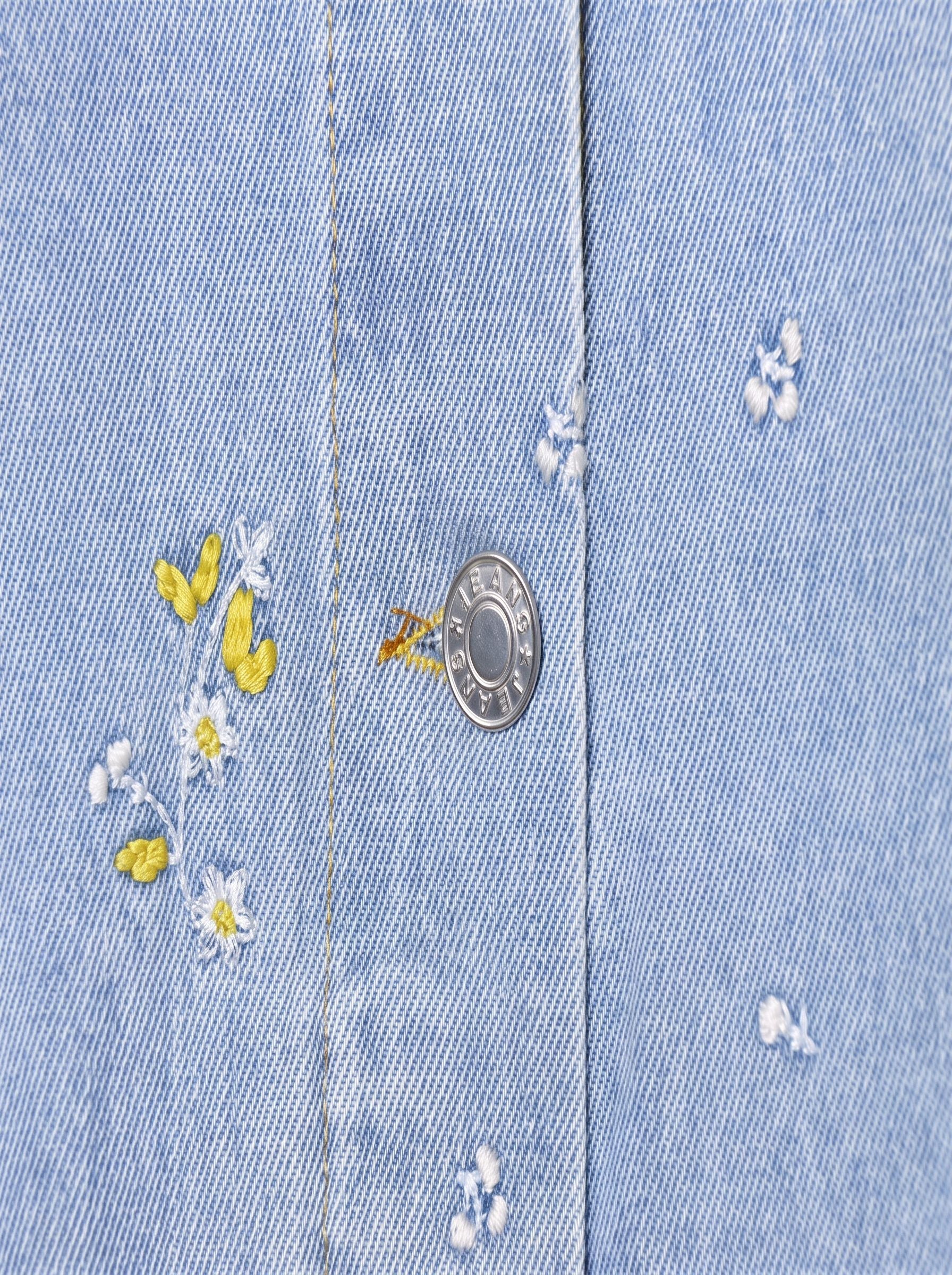 Floral Embroidered Relaxed Denim Jacket