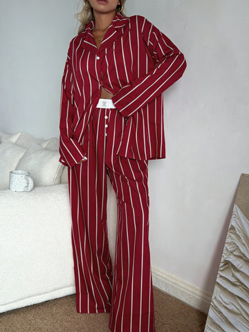 Soft Striped Satin Pajama Lounge Set