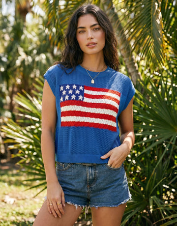 American Flag Graphic Knit Sweater