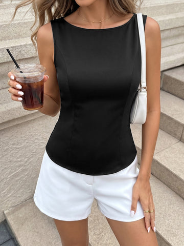 Sleeveless Bow Back Chiffon Blouse